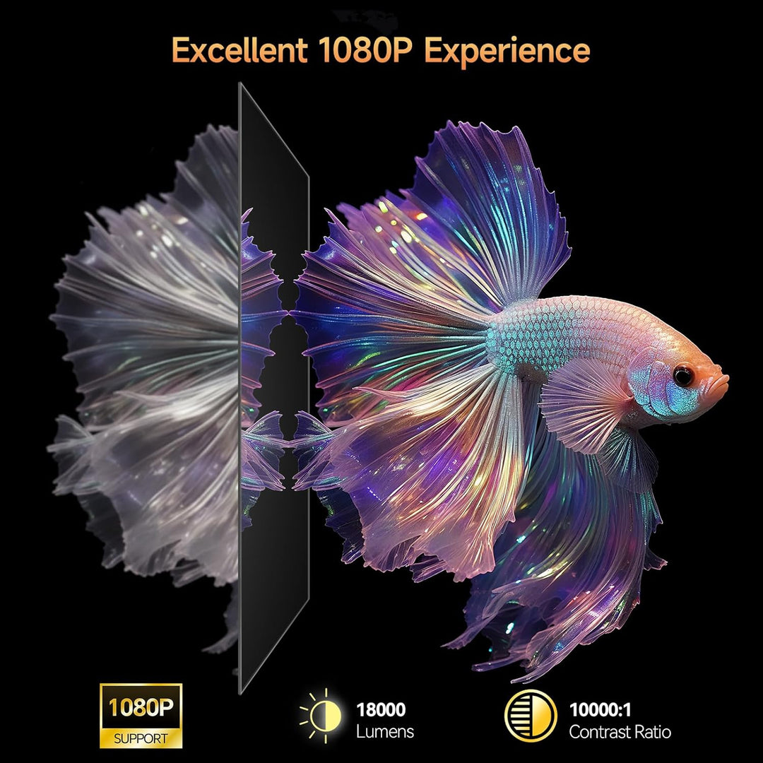Mini Beamer 4k Heimkino, tragbarer Projektor Native 1080P Unterstützung 4K mit um 180° verstellbarem