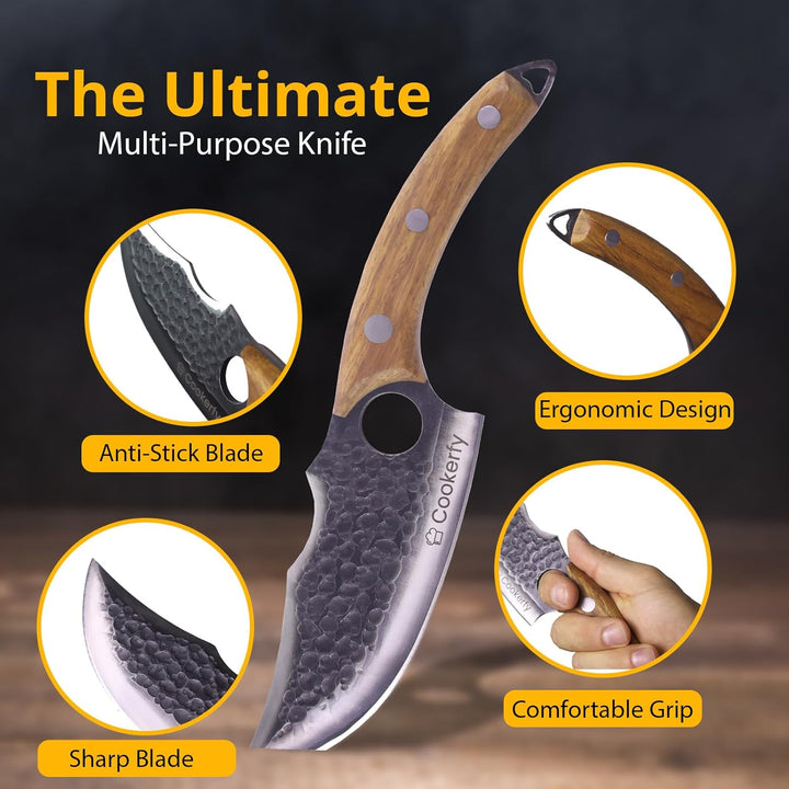 Messer Set – Japanisches Messer mit 15.5 cm Carbon-Klinge, Ergonomischer Rosenholzgriff, Küchenmesse