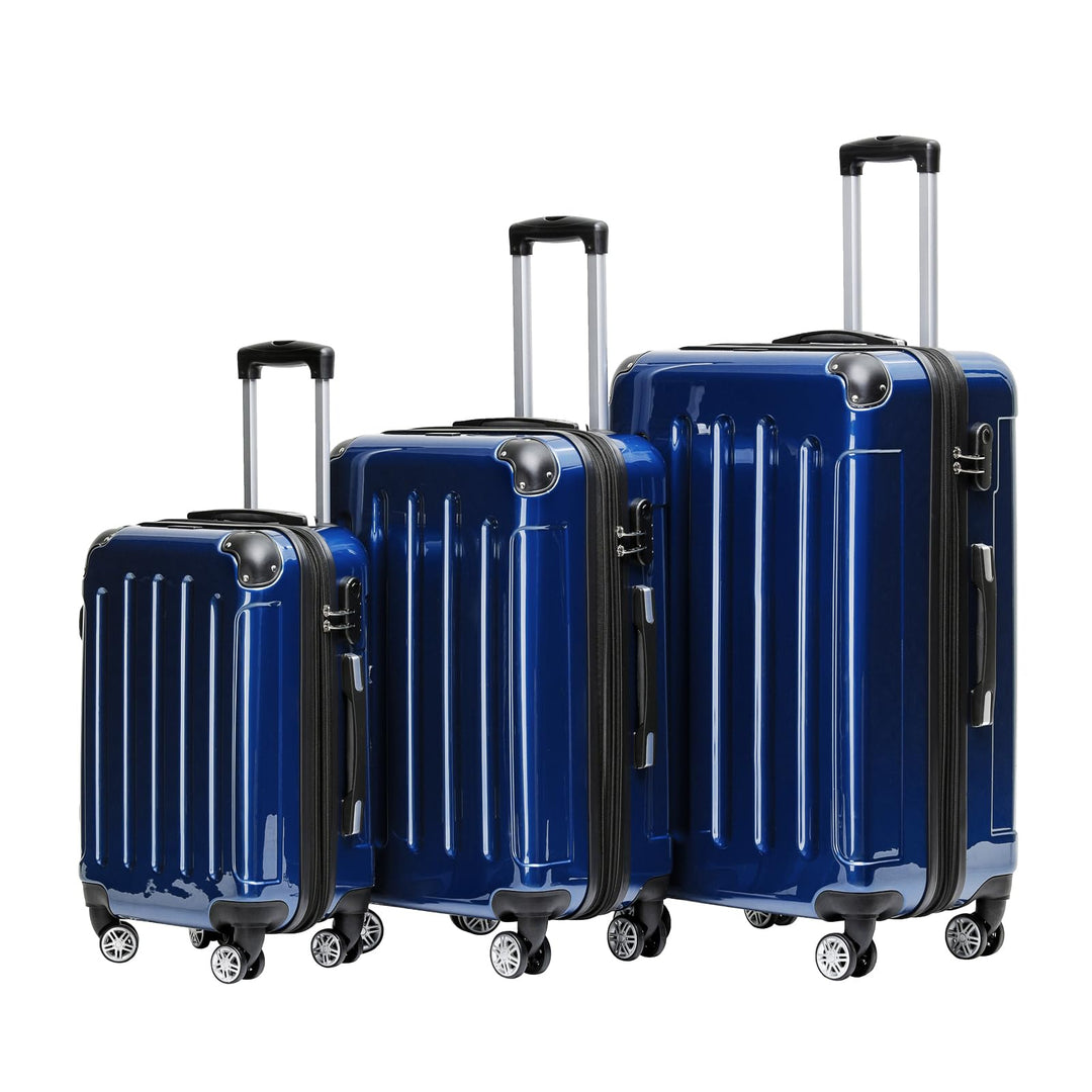 BEIBYE Hartschalen Koffer Trolley Rollkoffer Reisekoffer 4 Zwillingsrollen Polycabonat (Blau, Koffer