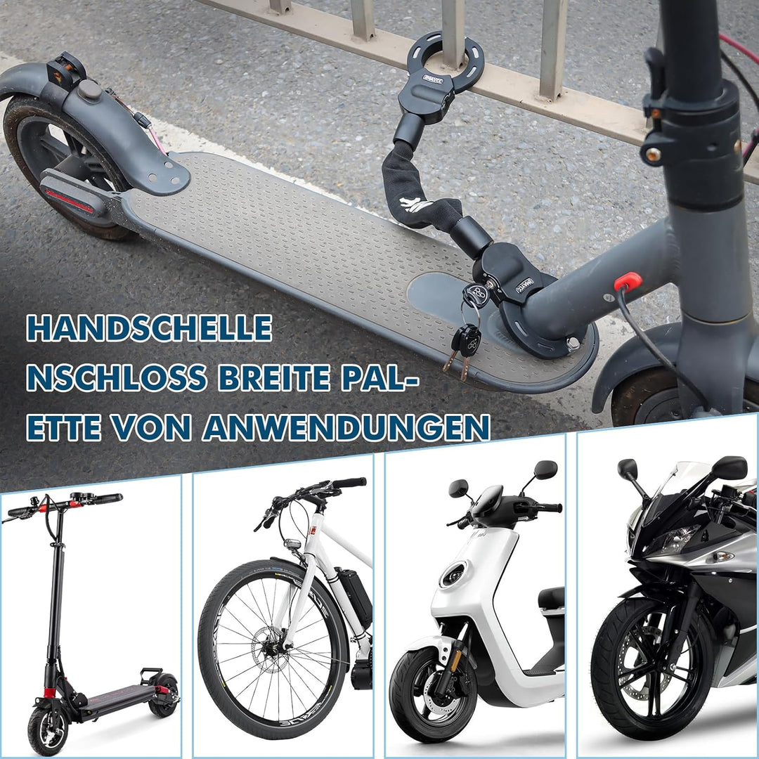 IMAYCC Neue E Scooter Schloss 8MM, Handschellenschloss mit Schlüssel, Schloss für E Scooter mit Gumm