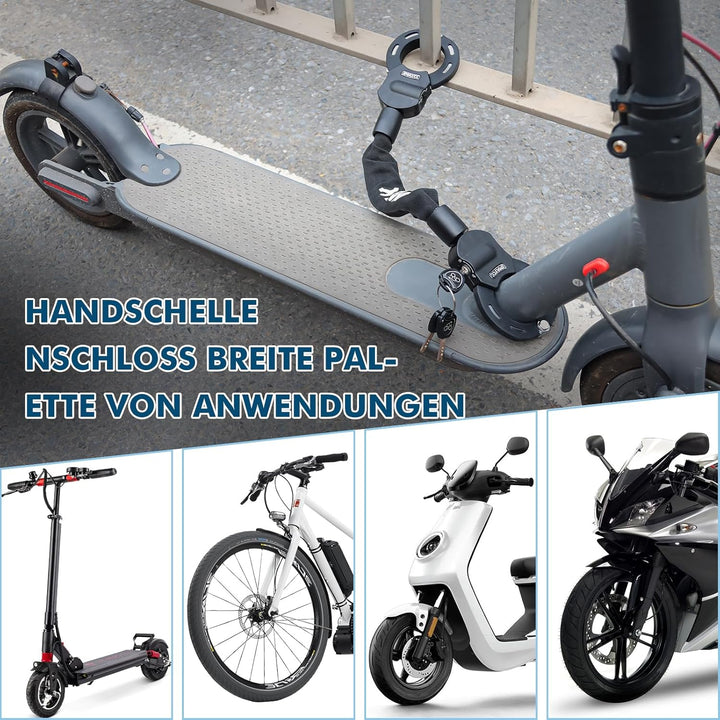 IMAYCC Neue E Scooter Schloss 8MM, Handschellenschloss mit Schlüssel, Schloss für E Scooter mit Gumm