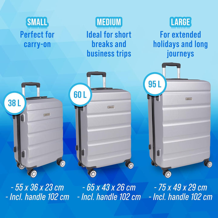 Leonardo® Kofferset 3 teilig mit TSA-Schloss | Koffer Trolley mit 4 Doppelten Rollen | Reisekoffer |