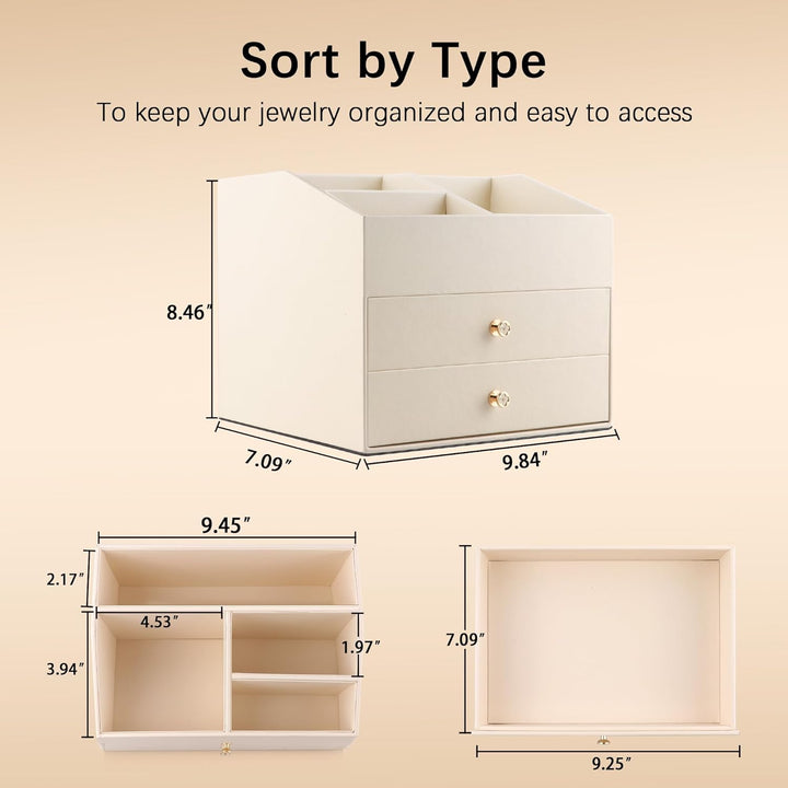 Homeanda Make-up-Organizer aus Kunstleder mit 2 Schubladen – Schreibtisch-Organizer für Kosmetik, Li