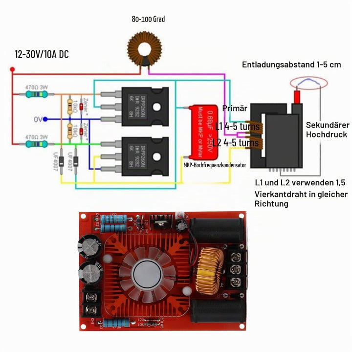 ZVS Treiberplatine Spule Stromversorgung Boost Hochspannungsspule Flyback-Treiber Generator Heizmodu