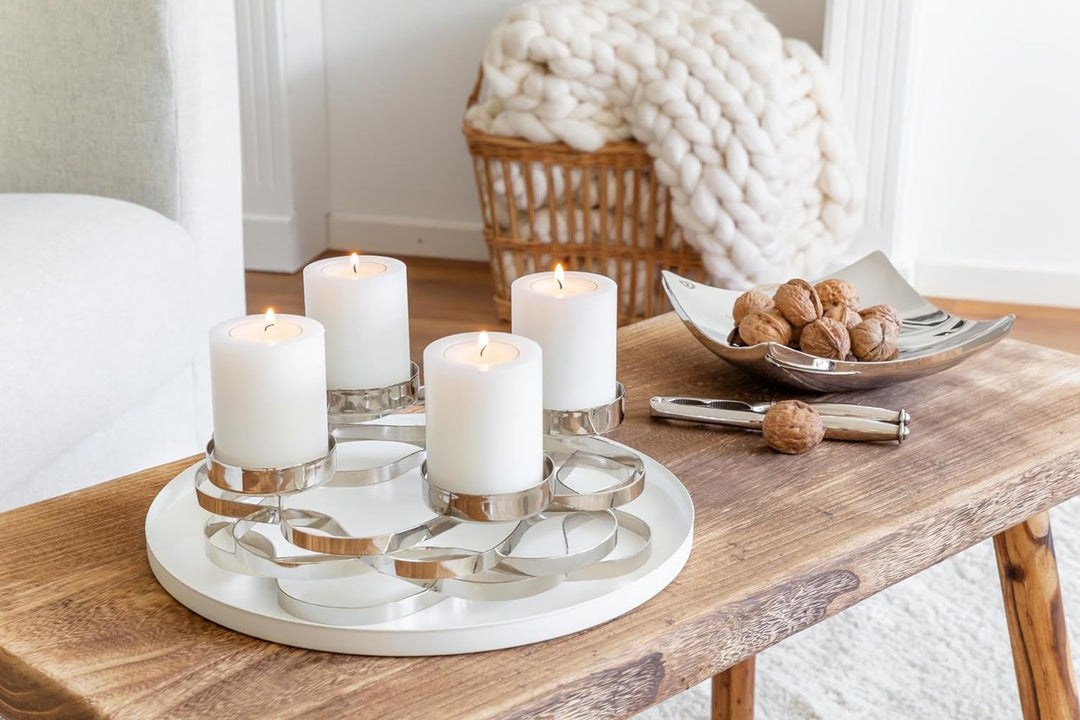 EDZARD Set 4 Dauerkerzen Cornelius (Ø 6 cm, H 8 cm) in weiss - Teelichthalter, Kerzenhalter in Kerze