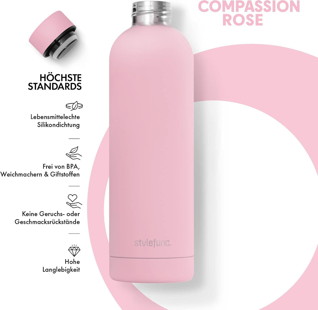 Edelstahl Trinkflasche "pure" | 500ml 750ml &amp; 1l auslaufsichere Thermosflasche | Kohlensäure geeigne