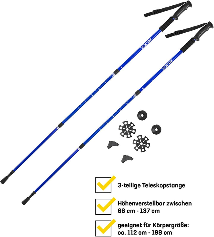 JELEX Nature Teleskop Walking Stöcke für Nordic Walking verstellbar, inkl. diverser Aufsätze für Out