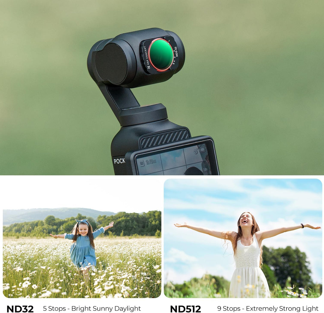 K&F Concept OSMO Pocket 3 ND Filter, Magnetischer Variabler ND Filter ND32-ND512, 5-9 Blendenstufen