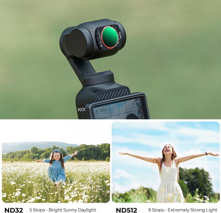 K&F Concept OSMO Pocket 3 ND Filter, Magnetischer Variabler ND Filter ND32-ND512, 5-9 Blendenstufen