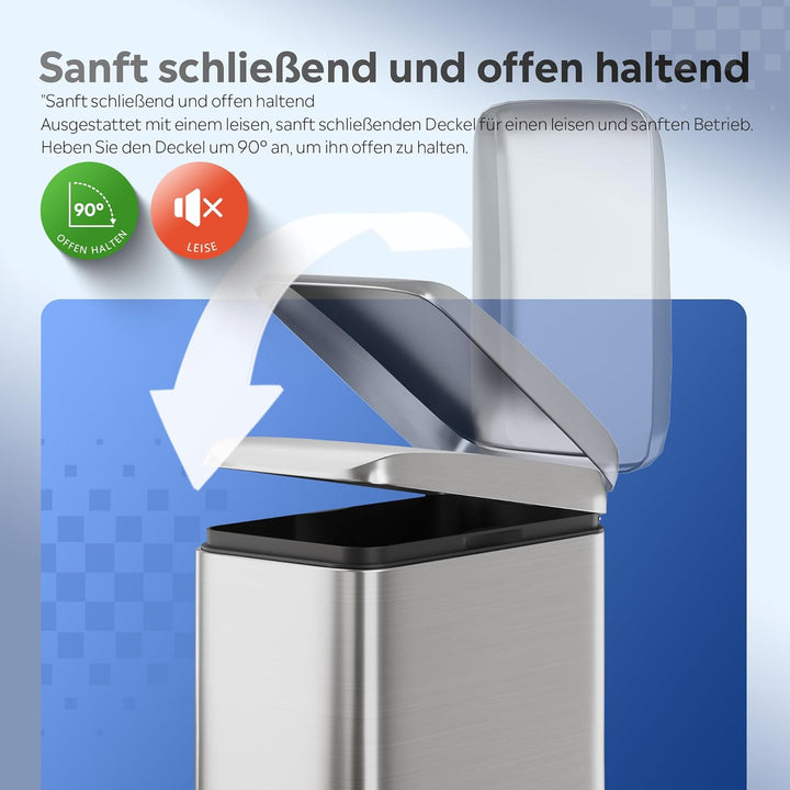 WLIVE Mülleimer Edelstahl, Treteimer mit Deckel, 5L kleiner Tretmülleimer Abfalleimer für Bad, Küche