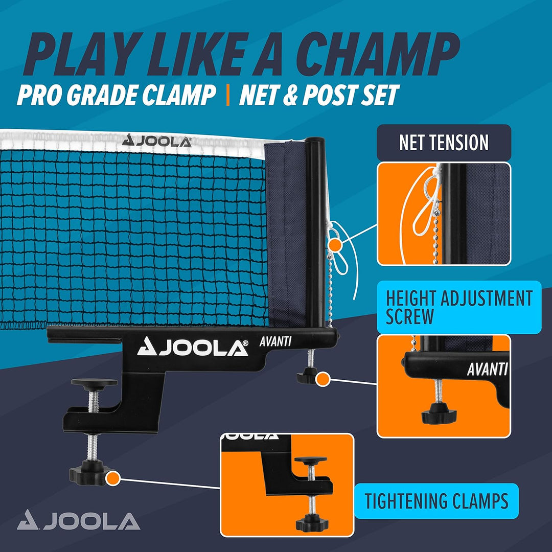 JOOLA 31009 Unisex – Erwachsene TT-Netzgarnitur Avanti Tischtennisnetz, schwarz, 152cm Bundle mit Ti