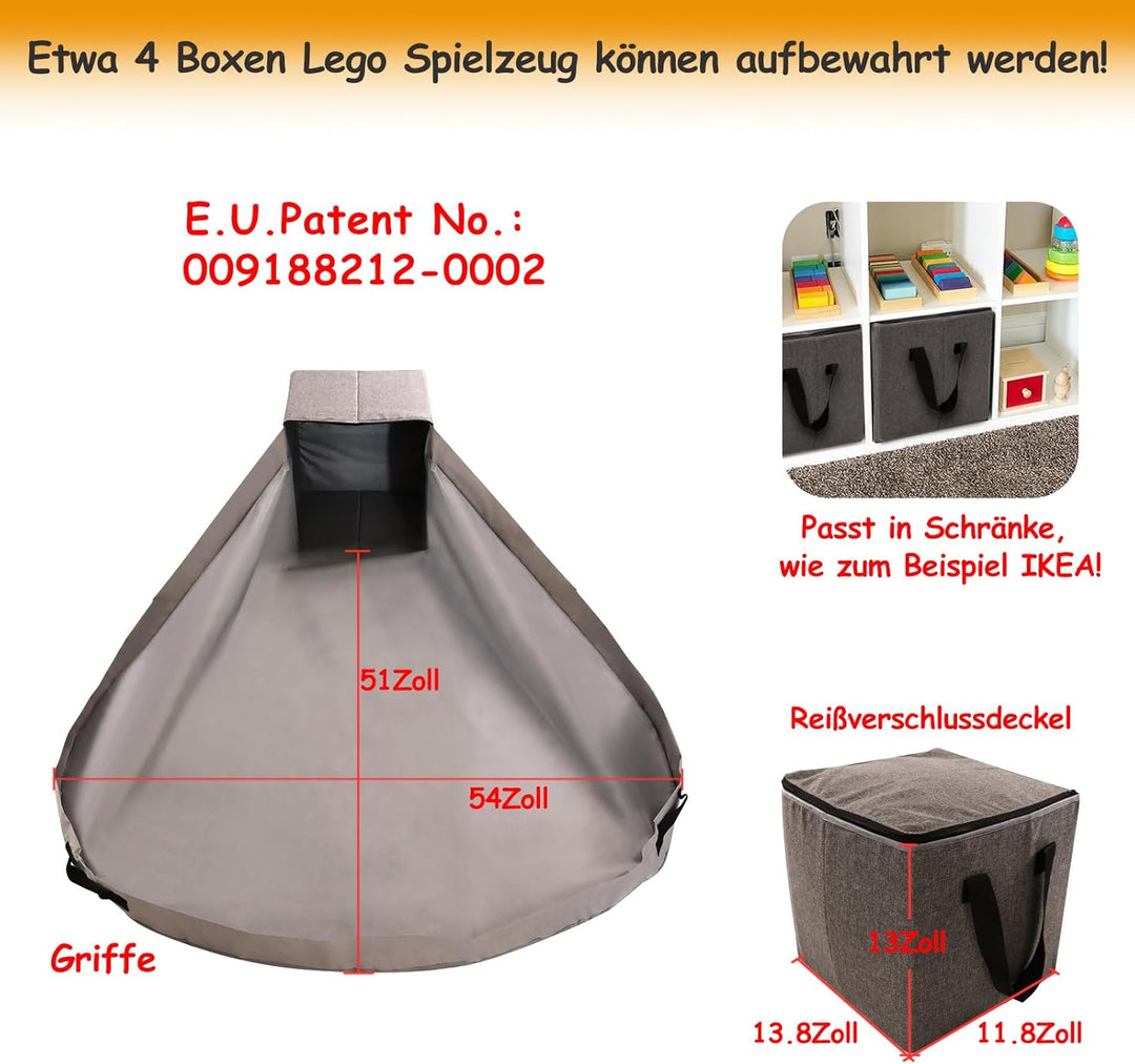 Spielzeug Tasche für Lego Spielmatte – Duplo Spielzeug Aufbewahrungsbehälter für Kinder mit Deckel d