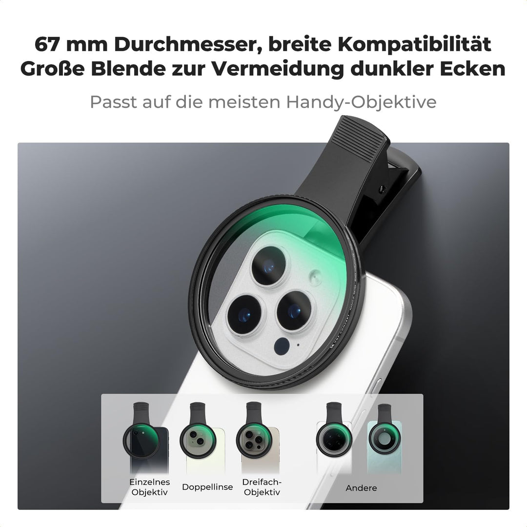 K&F CONCEPT K-Serie 67mm Black-Mist 1/4 Filter, Black Promist 1/4 Objektivfilter kompatibel mit iPho