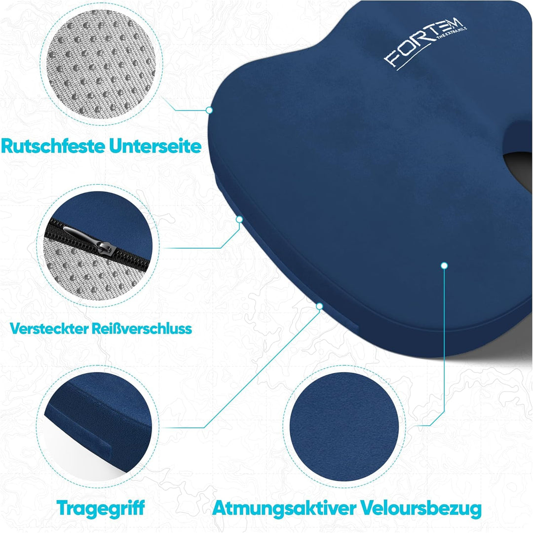 FORTEM Sitzkissen Orthopädisch für Bürostuhl - Sitzkissen Auto und Schreibtischstuhl Steissbeinkisse