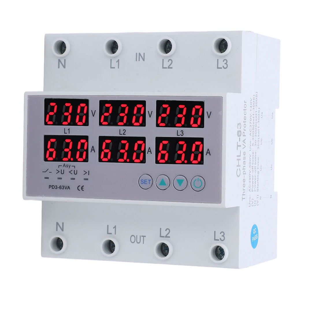 AC 390-500 V 3-Phasen-DIN-Schienen-Voltmeter Amperemeter Automatischer Überspannungs-Überstromschutz