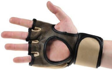 Bad Company Retro Rindsleder MMA Handschuhe I Leder Trainingshandschuhe ohne Finger I Gr. S-XL a - S