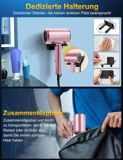 Vbrisi Föhn,Fön,2400W Klappbar Ionen Haartrockner, Schnelltrocknen Hair Dryer, Profi Reisefön mit He