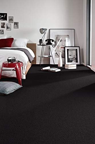 Einfarbiger Teppich Trendy für Zimmer, Wohnzimmer, Schlafzimmer, Teppichboden Auslegware, schwarz, V