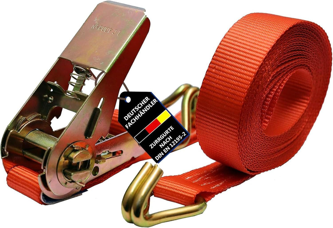 Spanngurte mit Ratsche (20 Stück) TÜV/GS geprüft | 800 kg 6m | zweiteilig mit Haken | Ratschengurt |