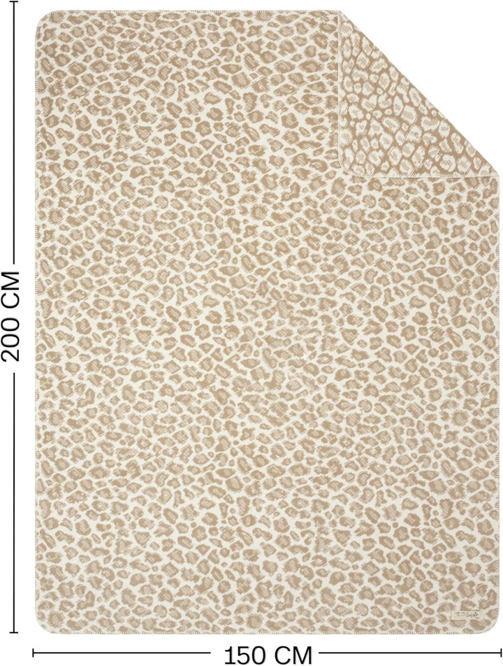 s.Oliver Leo Decke 150x200 cm - Baumwollmix, Made in Germany, warm & waschbar, Kuscheldecke Leoparde