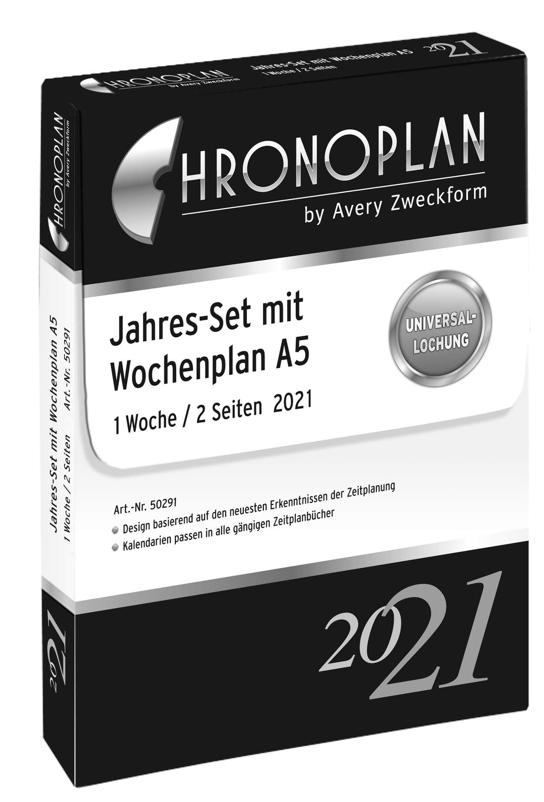 Chronoplan 50201 Kalendereinlage 2021, Jahres-Set A5 mit Tagesplänen (148x210mm), Ersatzkalendarium,