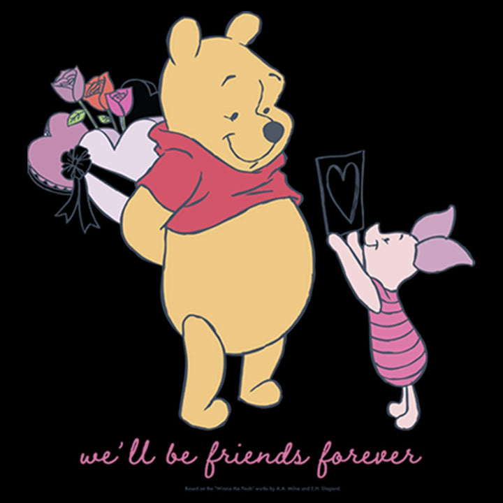 Disney Winnie The Pooh Friends Forever Boy's Hooded Pullover Fleece, Black, Small