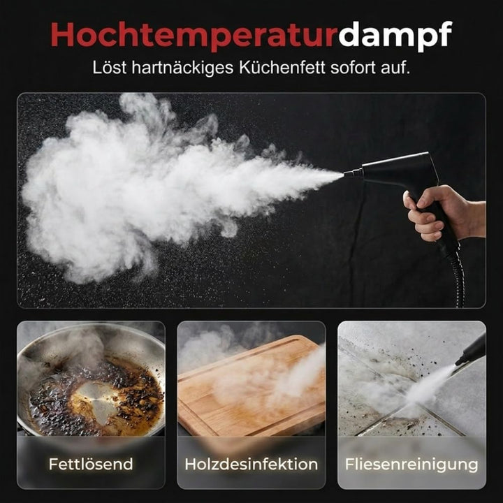 Dampfreiniger Handgerät mit Digitaldisplay, 1500W Handdampfreiniger, 1.7L Wassertank, 6 Dampfstufen,