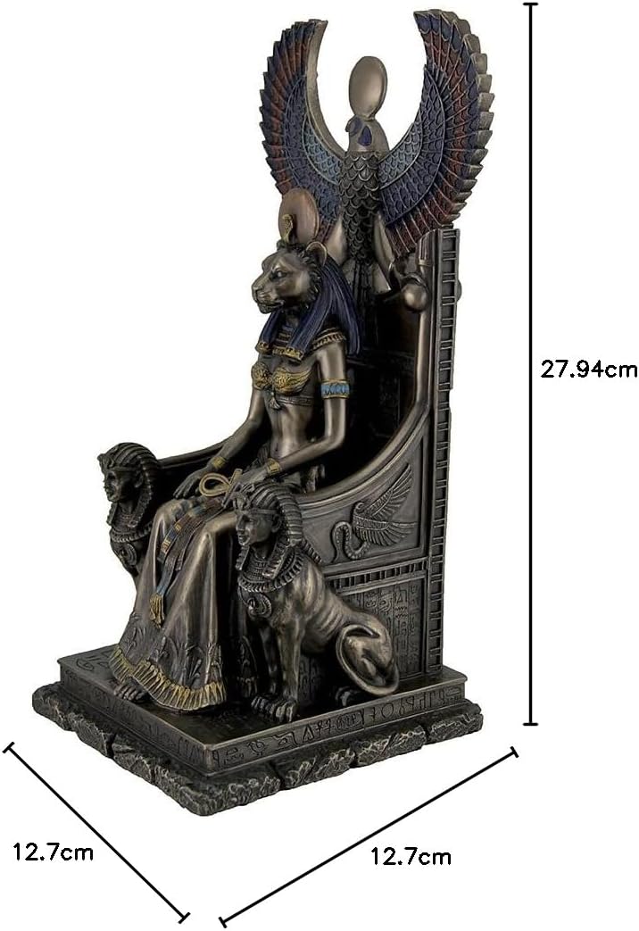 Antike Ägyptische Göttin der Heilung Sachmet sitzend auf Thron Statue