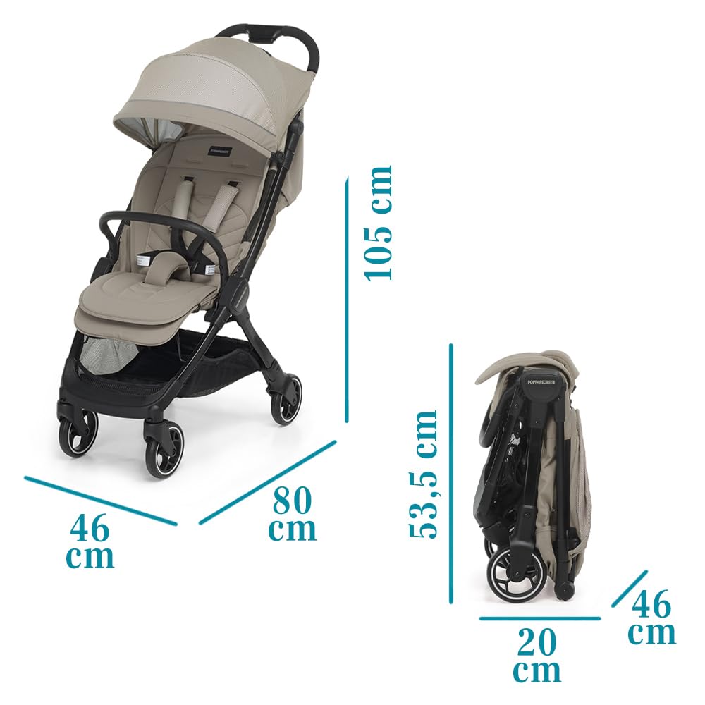 Foppapedretti Leichter Kinderwagen Ciao, für Kinder von 0-22 kg (0-4 Jahre), 1-Hand-Verschluss, Self