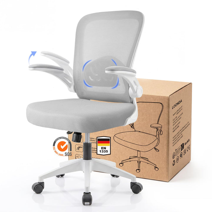 Bürostuhl Ergonomisch mit 4D Verstellbarer Lordosenstütze und Atmungsaktivem Mesh, Ergonomischer Sch