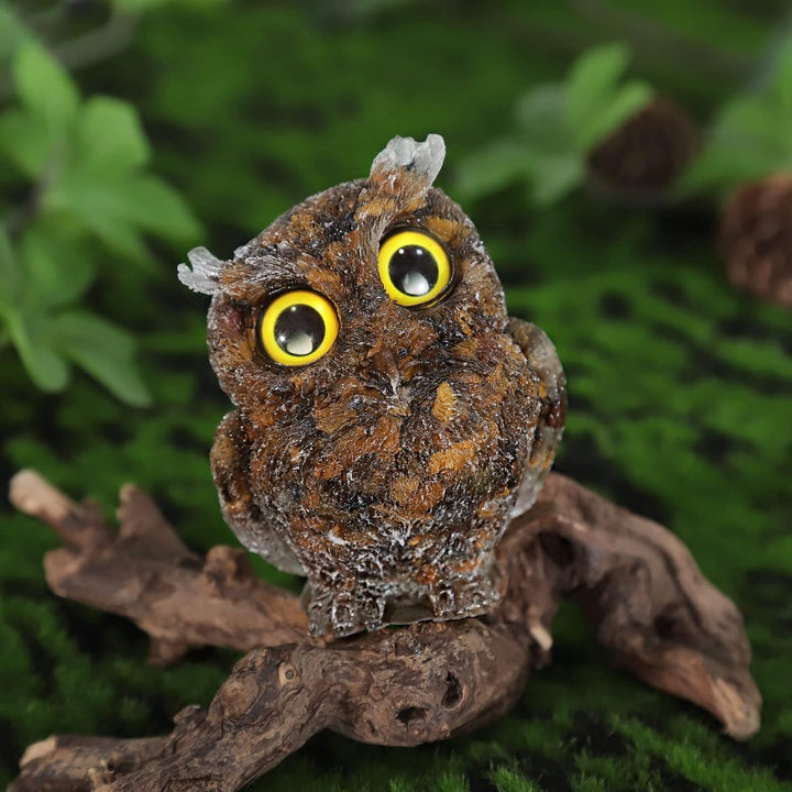 KYEYGWO Tigerauge Nette Kristall Eule Figur Ornamente, Mini Stein Käuzchen Statuen Harz Tier Skulptu