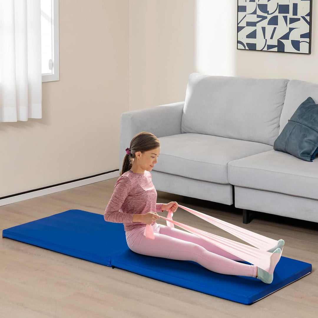 COSTWAY 180x60x4cm Weichbodenmatte, 2 Fach klappbare Gymnastikmatte, Yogamatte mit Klettverschluss u