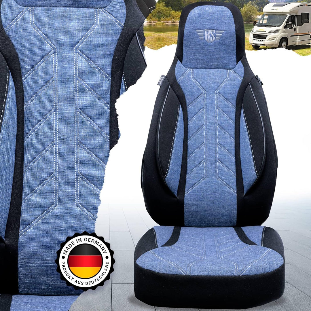 BREMER SITZBEZÜGE Wohnmobil Schonbezüge für FIAT Ducato Jumper Boxer PLKT206 PLKT206 - Schwarz/Blau,