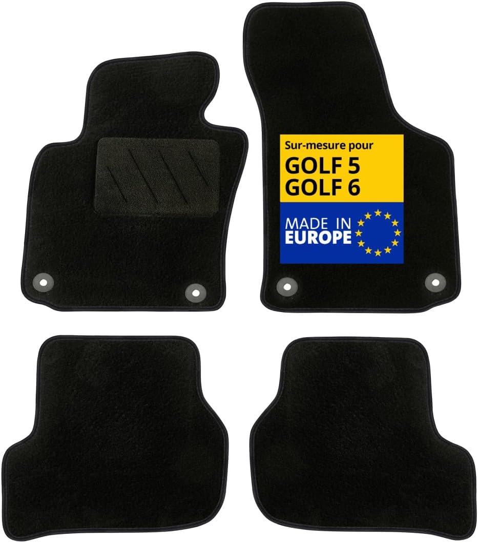 DBS - Autofussmatten - Massgeschneidert für Golf 5/6 - Mit Befestigungsclips - Antirutschmatten - 4