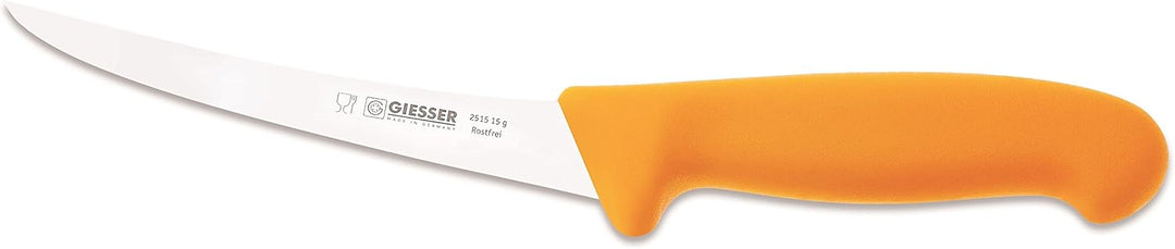 Giesser Messer Ausbeinmesser gelb 15 cm Klingenlänge gebogene und starke Klinge - stark/stiff - Prof