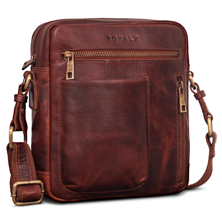 ROYALZ 'Antonio' Herrentasche Leder klein im Vintage Look - kleine Männer Umhängetasche aus Echtlede