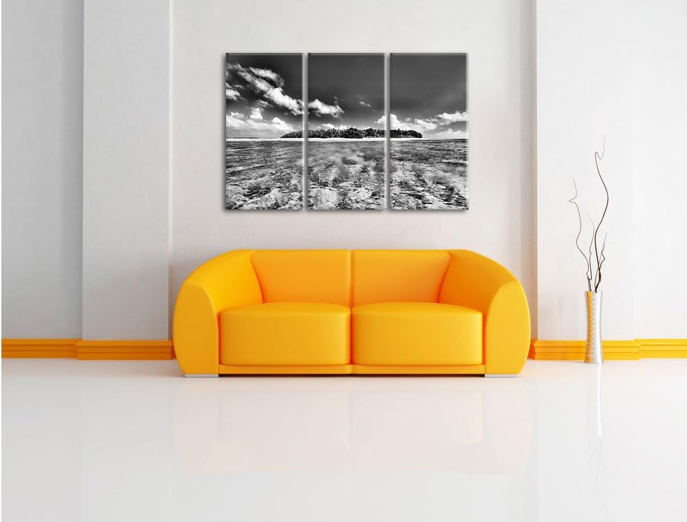 Pixxprint Malediven Traumstrand als Leinwandbild/Grösse: 3 Teilig (120x80 cm) cm/Wandbild/Kunstdruck