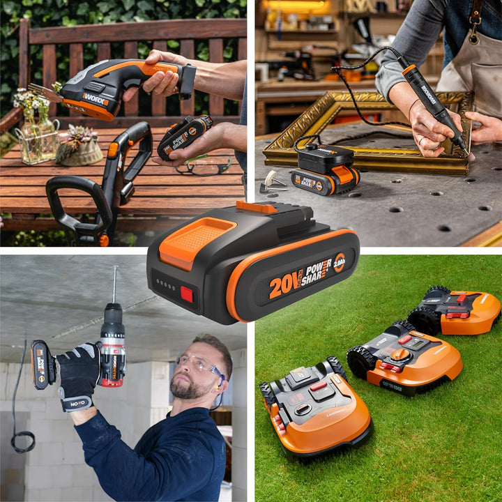 Original WORX WA3639 PowerShare Akku 20V - 2000mAh Li-Ion, wiederaufladbarer - kompakter Akku mit hö