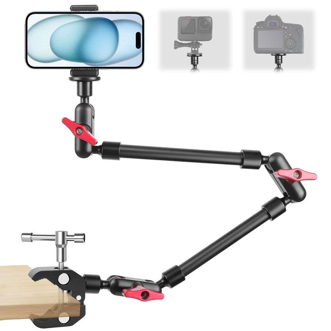 Magic Arm mit Super Clamp 23''/59cm, ZAKVOP Webcam Halterung mit Klemme, 360°Flexibel Magic Arm Clam