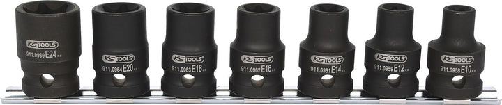 KS Tools 515.1106 1/5,1 cm Impact Socket Set ETX kurz, 9, e10-e24