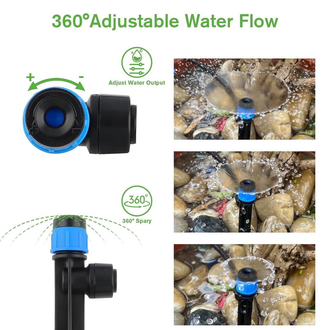 Kalolary Einstellbare Tropfstrahler Wasserbewässerungstropfer, 360 Grad Bewässerung Sprinkler für 1/