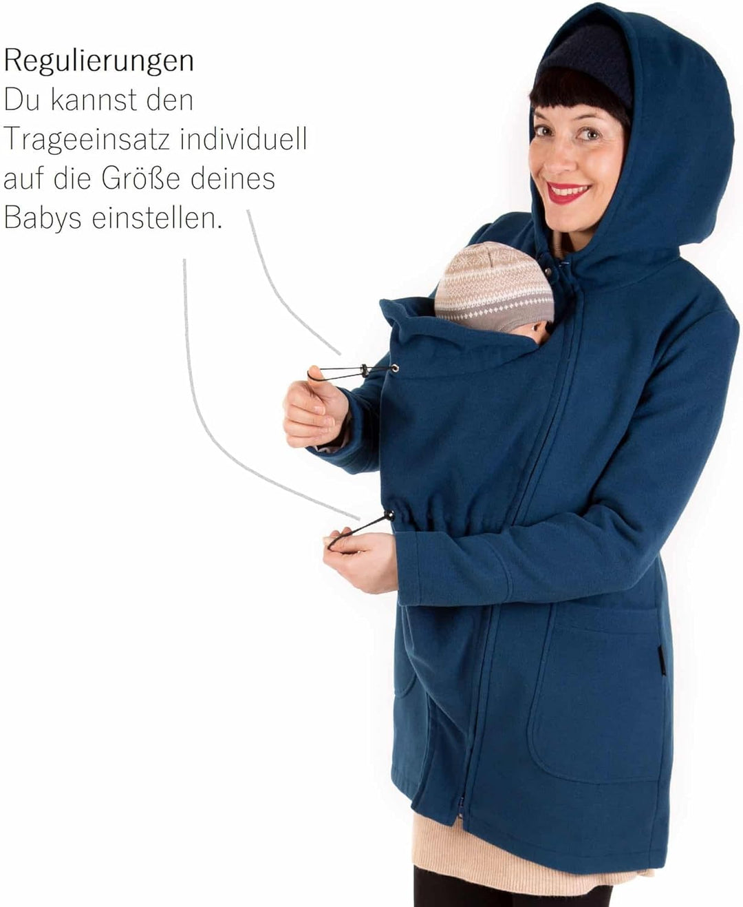 Viva la Mama - schicker Umstands- und Tragemantel für den Winter - VALENTIN L Petrolblau, L Petrolbl