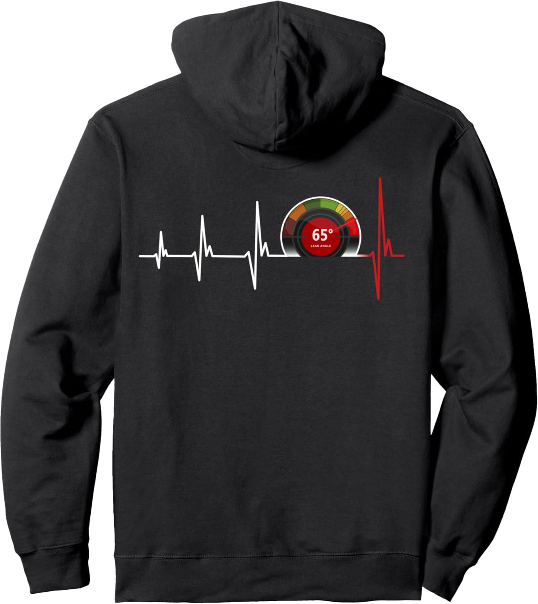Herzschlag Motorrad | Schräglage 64° | Motorrad Herzschlag Pullover Hoodie