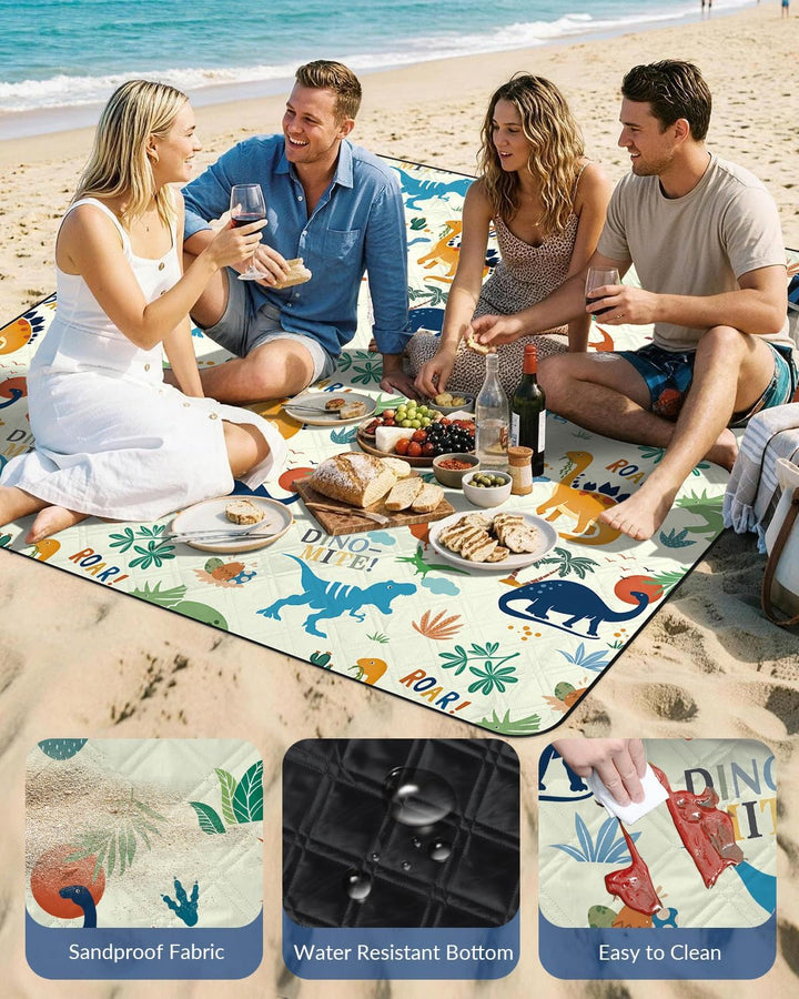 Kinder Picknickdecke Wasserdicht Faltbar, 200x200cm Tragbare Strandmatte Tier Maschine Waschbar, Gro