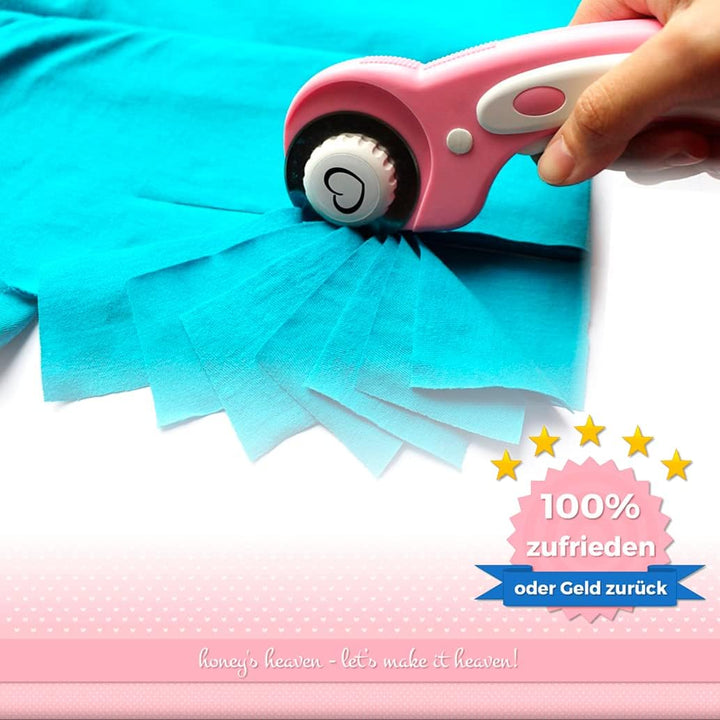 Honey's Heaven 45 mm Rollschneider Stoffschneider Set inkl. Schneideunterlage, Ersatzklingen, Stoffk