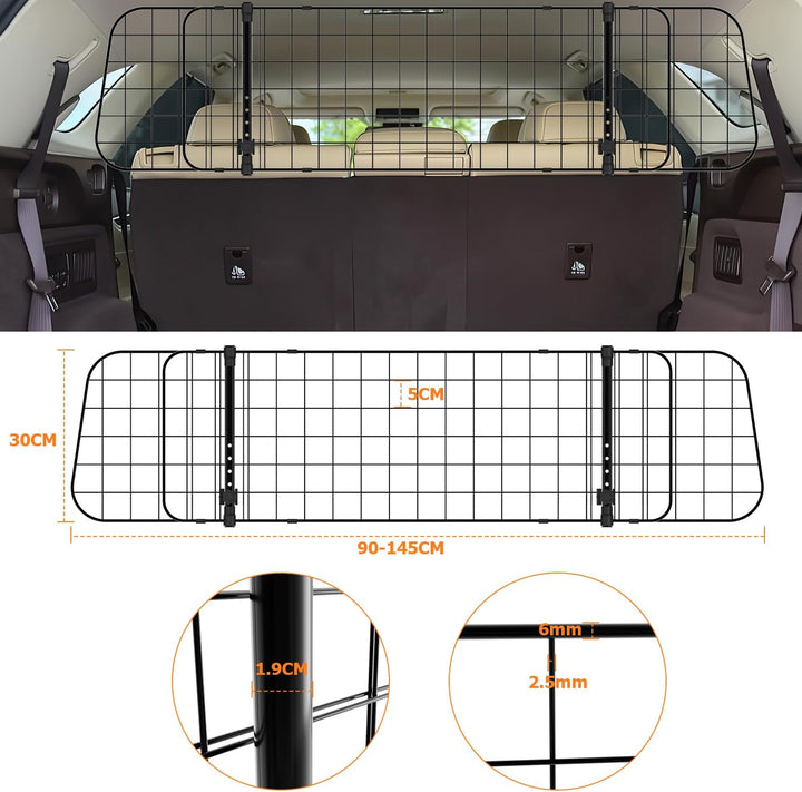 Hundegitter Auto, Autoschutzgitter Verstellbare Breite, Kopfstützen-Hundegitter mit Sicherheitsgurt