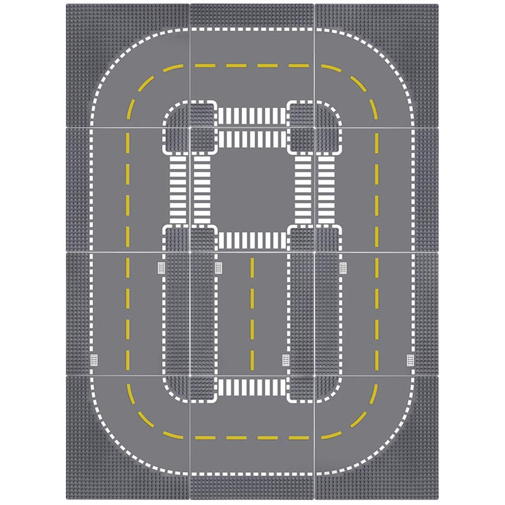Lekebaby 12 Platten-Set Stadt Strassen Grundplatte, 25.5 * 25.5cm Strassenplatten 100% Kompatibel mi