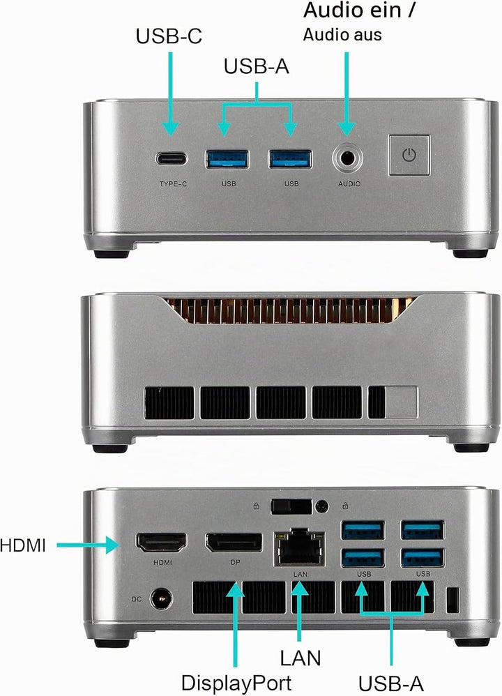 Ankermann ANK-IX H2 Mini PC | 32GB RAM | 1TB NVMe SSD | Windows 11 | Intel Core i5 14450HX | WLAN &amp;