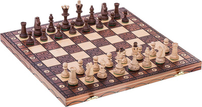 Square - Schach Schachspiel - JUNIOR LUX - 41 x 41 cm - Schachfiguren & Schachbrett aus Holz