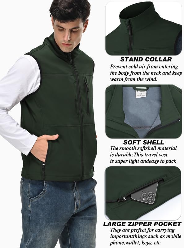 Zzkouine Leichte Softshell Weste für Herren, Bodywarmer Fleece Weste Full Zipp Softshellweste, Weste